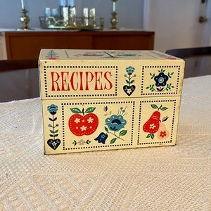 Vintage 1960s Recipe Holder Tin Box